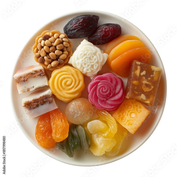 Obraz colorful  traditional sweets served on a plate at a festive gathering  PNG image, transparent background