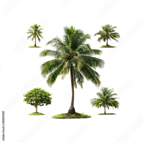 Obraz Tropical trees island environment black background