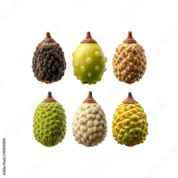 Obraz Custard apple varieties on black background