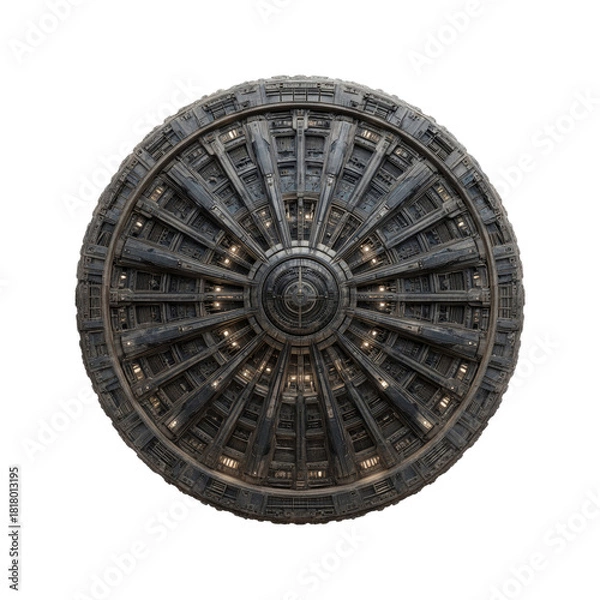 Obraz Detailed spaceship engine on black background