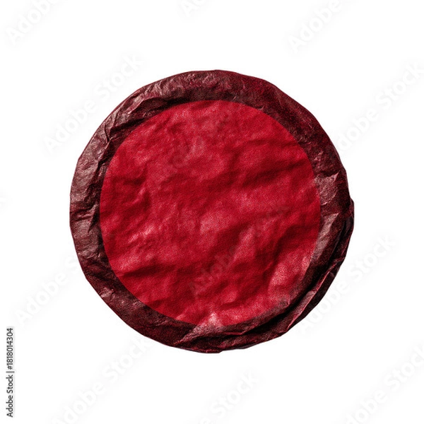 Obraz Red leather textured circle on black background