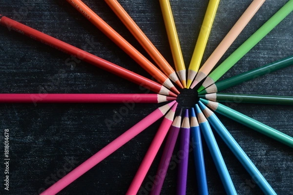 Obraz colored pencils on black background