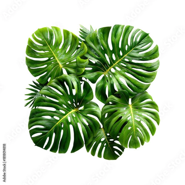 Obraz Monstera leaves composition on black background