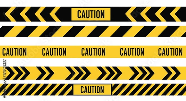 Obraz Caution tape set for construction sites or hazard warning use