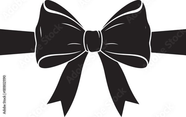 Fototapeta Black silhouette of a classic bow tie with ribbon tails on white background vector