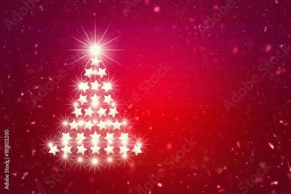 Obraz White Christmas tree. Red background.