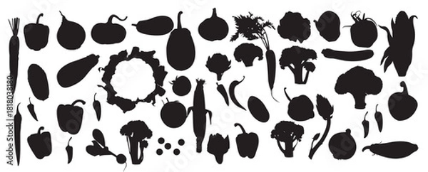 Obraz vegetable silhouette set
