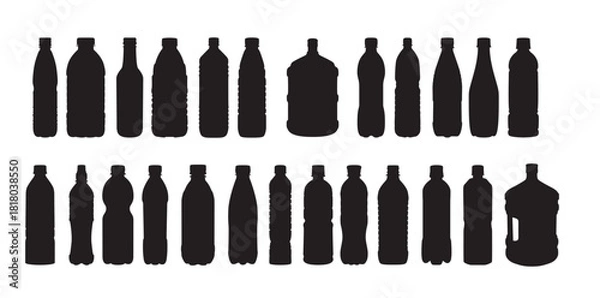 Obraz water bottle silhouette set