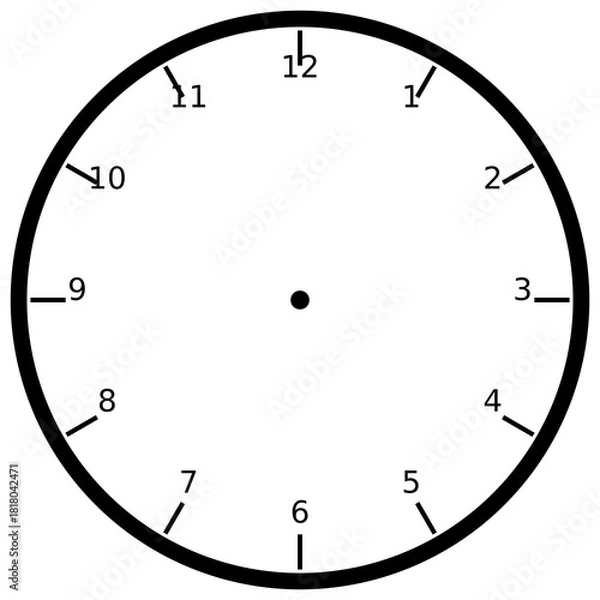 Fototapeta Clock Face 04 Numeric Thin Hour Thick None clock face on white background