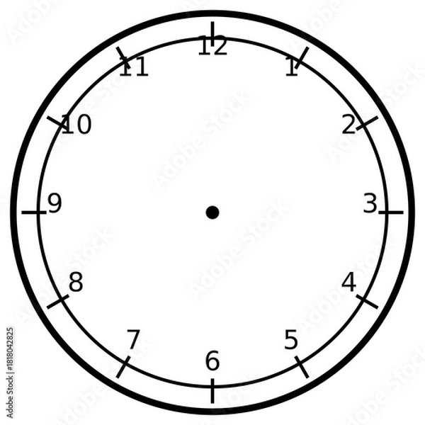 Fototapeta Clock Face 34 Numeric Regular Hour Double None clock face on white background