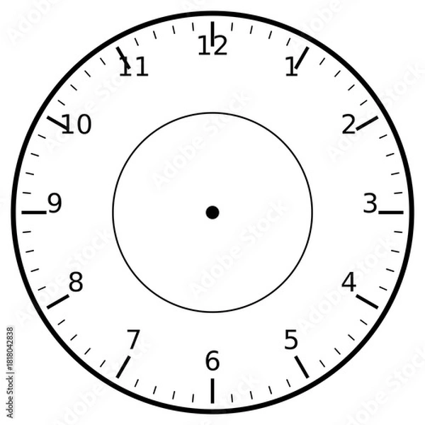 Fototapeta Clock Face 38 Numeric Regular Hour Minute Thin Thin clock face on white background