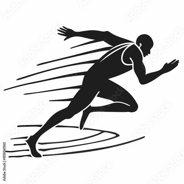 Obraz Athlete Sprinting Silhouette Vector Illustration