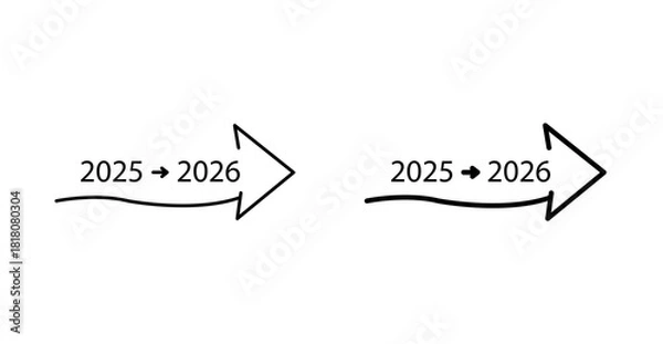 Obraz 2025 to 2026 Year Change Arrow Icon | New Year Transition Vector Symbol