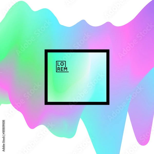 Obraz 3D Wavy Background. Square Poster Dynamic Effect. Abstract Vector Illustration. Design Template. Modern Pattern.