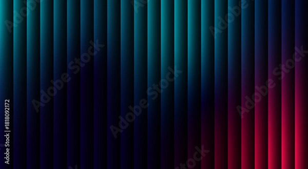 Obraz Sleek abstract background featuring parallel 3D vertical lines illuminated by a vibrant cyan and magenta neon light gradient