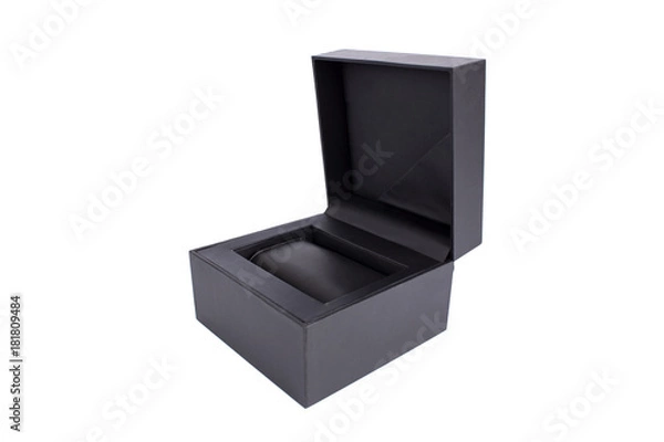 Fototapeta Open black gift box isolated on white background