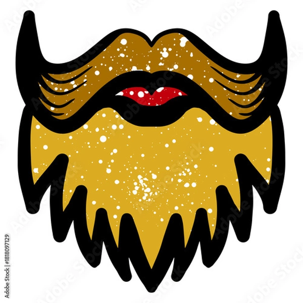 Obraz Hand drawn beard and mustache graffiti with colorful grunge texture