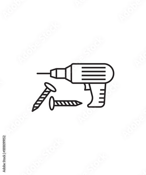 Fototapeta drill icon, vector best line icon.