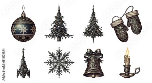 Obraz Festive Christmas Elements Collection.