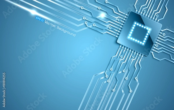 Obraz Chip on blue background