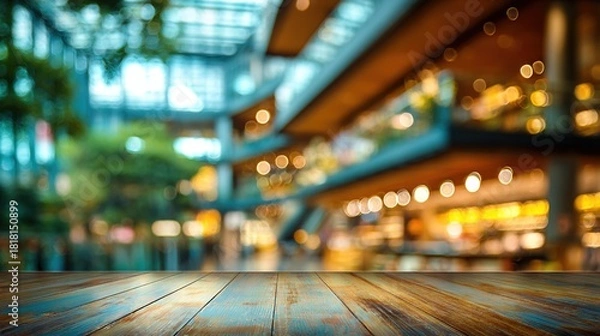 Fototapeta Commercial Building With Blurred Bokeh Background. High quality