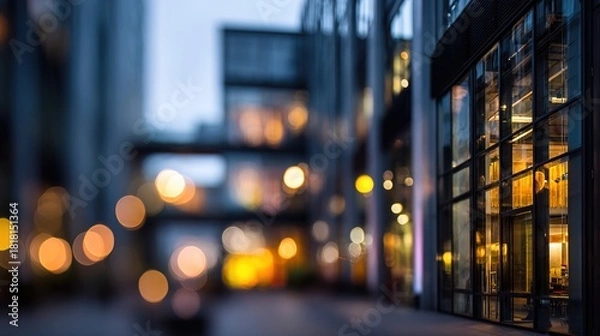 Fototapeta Commercial Building With Blurred Bokeh Background. High quality