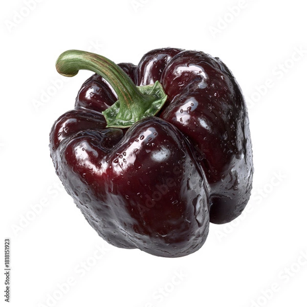 Obraz Dark purple bell pepper with water droplets