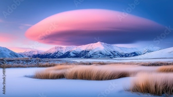 Fototapeta Cloud glowing with intense contrast at twilight, creating dramatic visual impact.