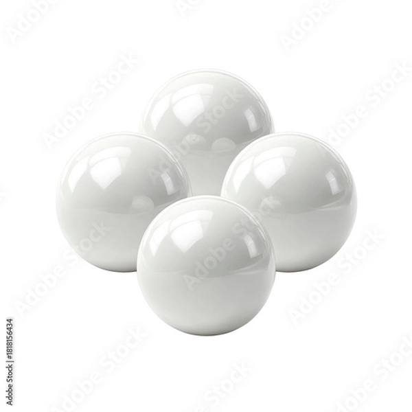 Obraz Four glossy white spheres isolated on black background