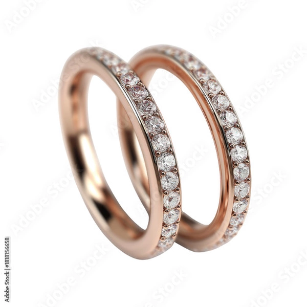 Obraz Rose gold diamond eternity wedding rings