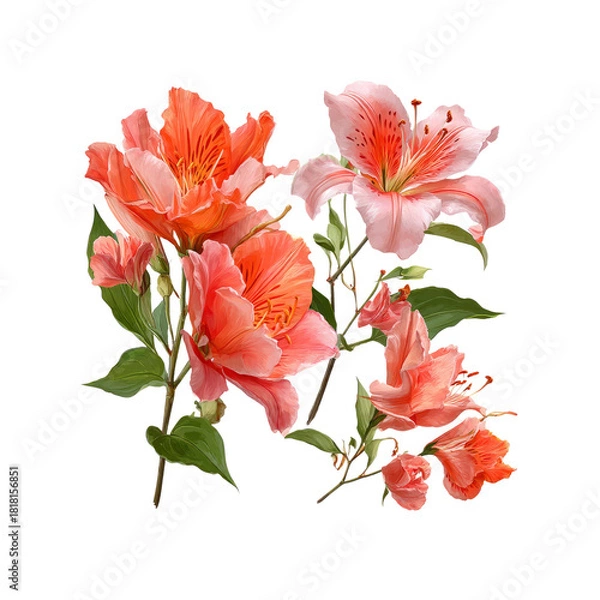Obraz Orange and pink lilies illustration