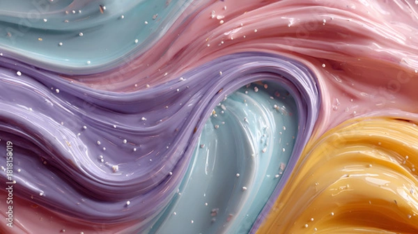 Obraz Colorful paint swirls, isolated on transparent background