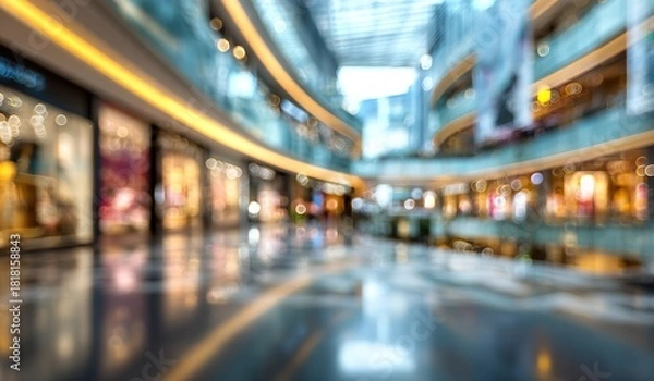 Fototapeta Blurred background of modern shopping mall. High quality