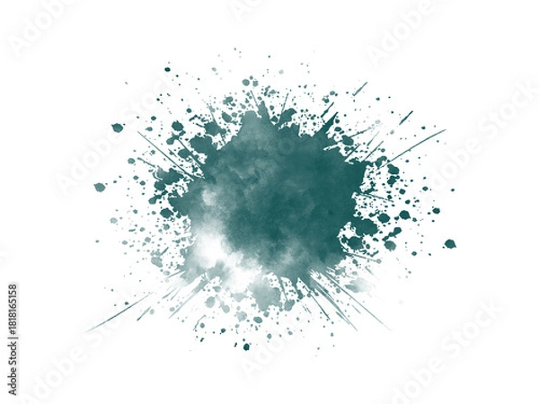 Fototapeta Splash of teal paint on a white background