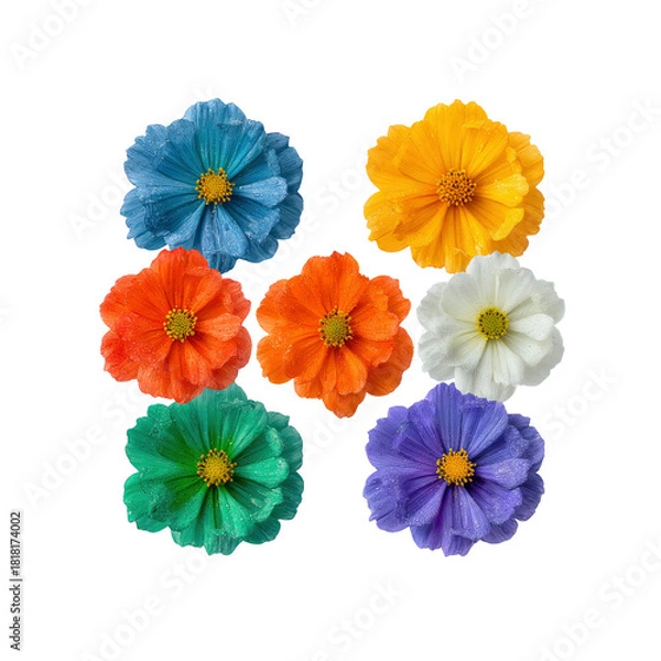 Obraz Colorful Cosmos Flowers on Black Background