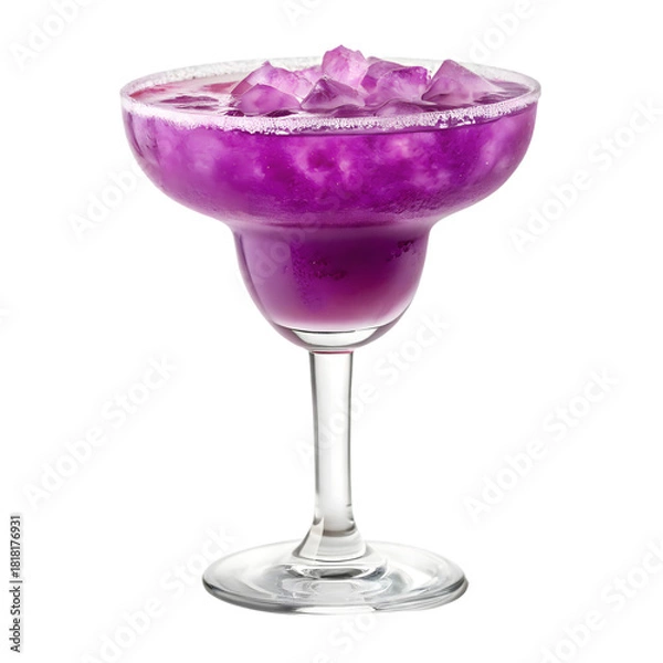 Obraz Vibrant purple margarita cocktail with crushed ice isolated on transparent background