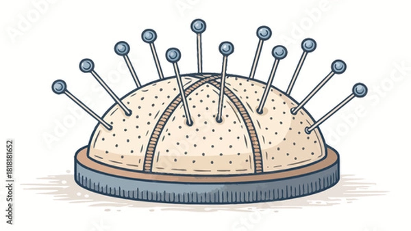 Fototapeta Charming pincushion brimming with pins, a delightful sewing notion representing creativity, crafting, and the joy of handmade treasures for seamstresses