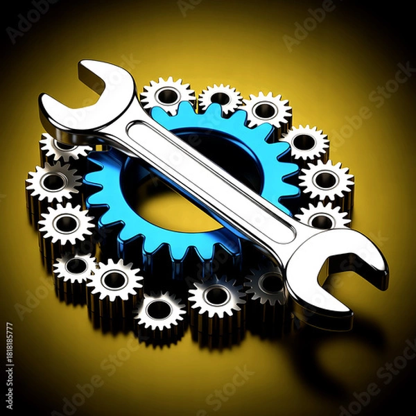 Fototapeta The fundamental icons of engineering and mechanics