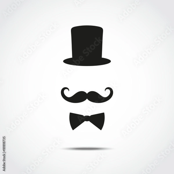 Fototapeta Stylized silhouette of gentleman isolated on white background. Vector illustration.