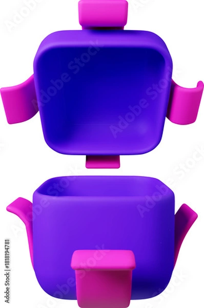 Obraz 3D open gift box with ribbon - top 3d purple.