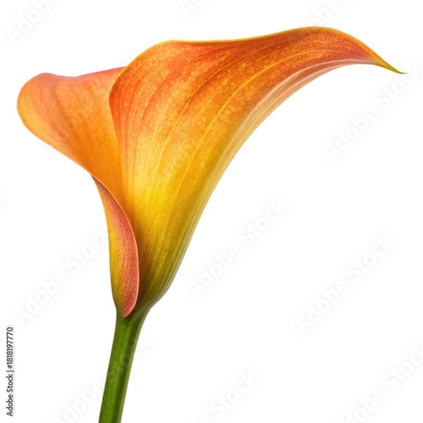 Fototapeta Vibrant orange and yellow calla lily flower isolated on transparent background