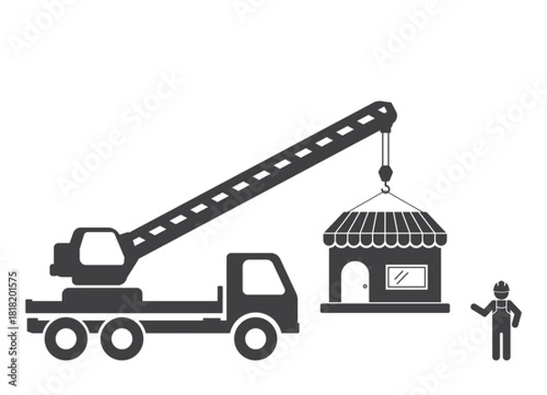 Fototapeta car truck crane machine lift shop kiosk icon