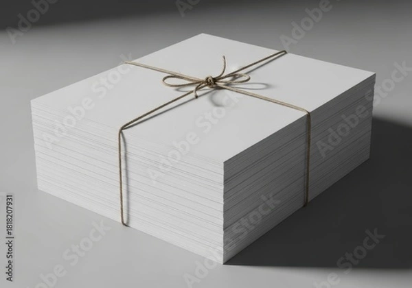Fototapeta Simple white gift box tied with twine ready for shipping or presenting a surprise