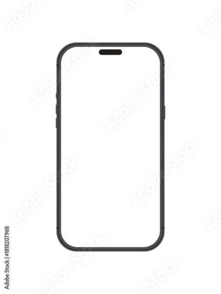 Fototapeta Realistic Black Smartphone Mockup with Blank White Screen