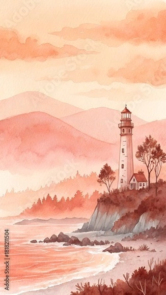 Fototapeta lighthouse at sunset