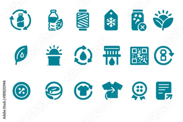 Obraz Eco-friendly packaging and textile icons in flat style