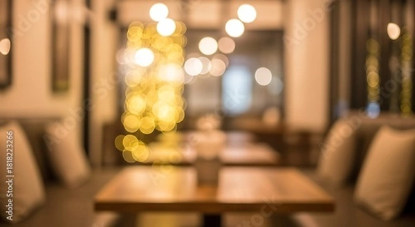 Obraz Warm Yellow Bokeh Lights Soft Seating Cozy Indoor Space image