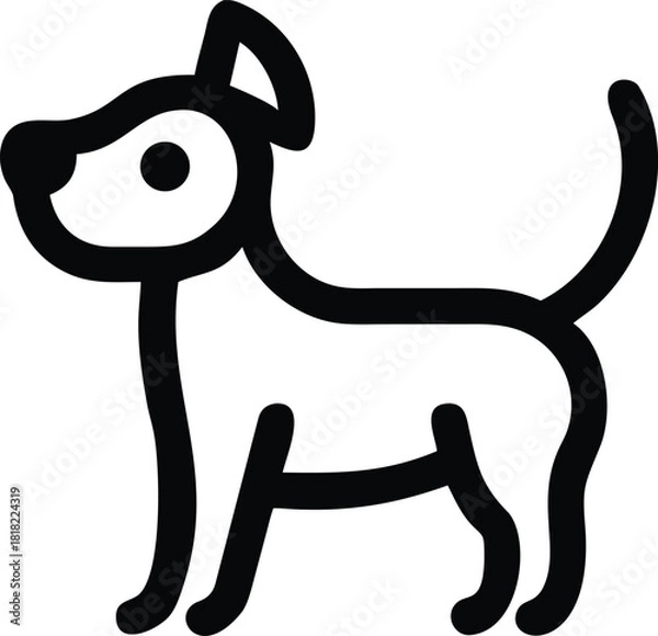 Fototapeta Simple outline drawing of a standing dog