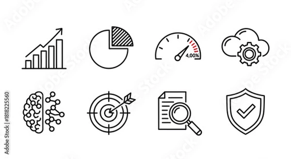 Fototapeta Data analysis and business intelligence icons for presentation use