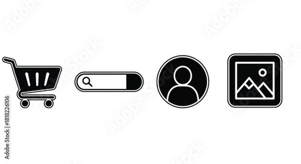 Fototapeta Ecommerce website icons shopping cart search user profile image